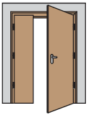 Schéma dvoukřídlých otočných dveří pravých